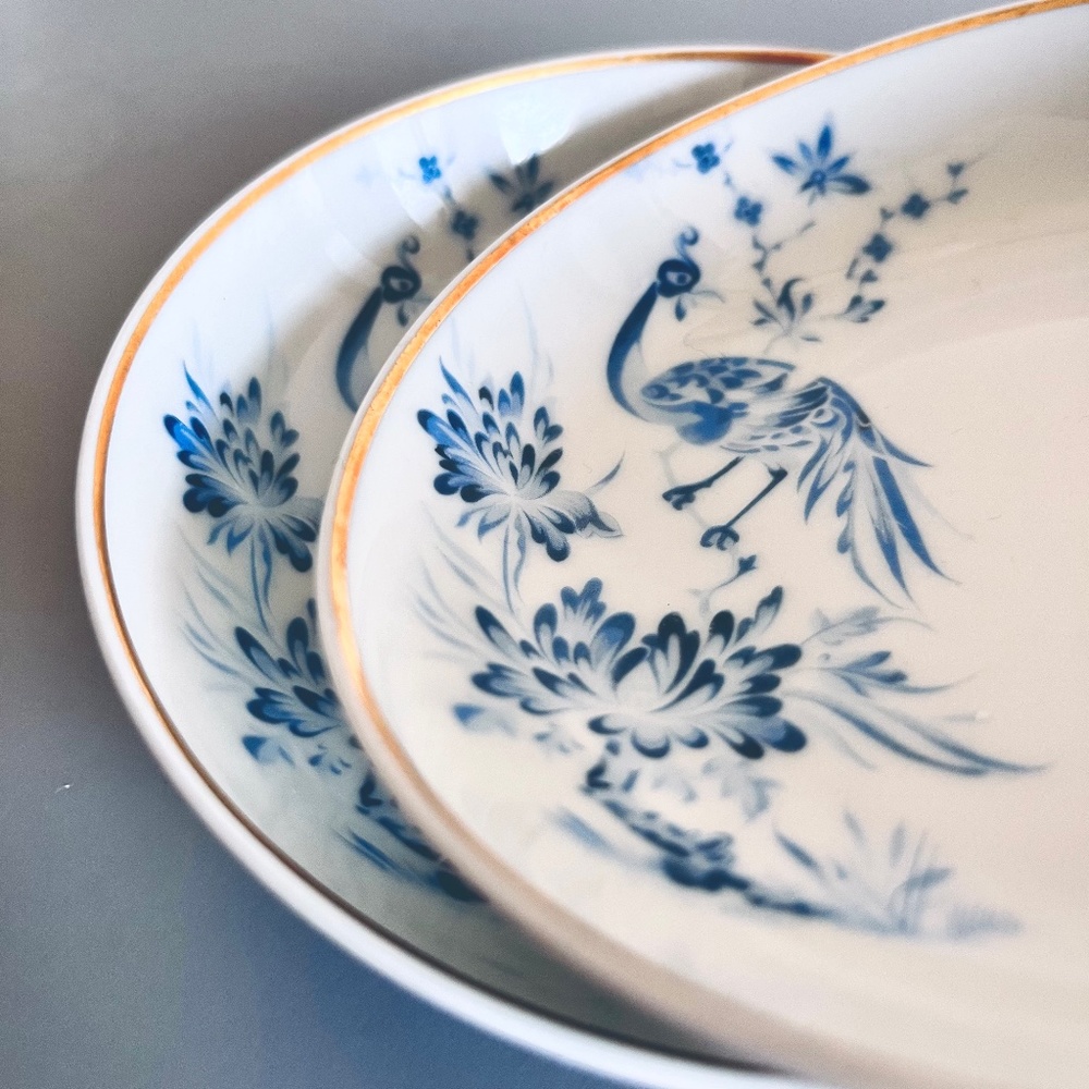 Vintage peacock cups / coupelles en porcelaine limoges